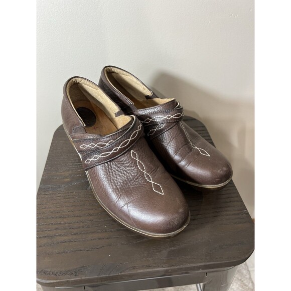 Ariat Shoes Womens Size 9 B Brown Leather Embroidered Floral Clogs Comfort - Picture 1 of 10